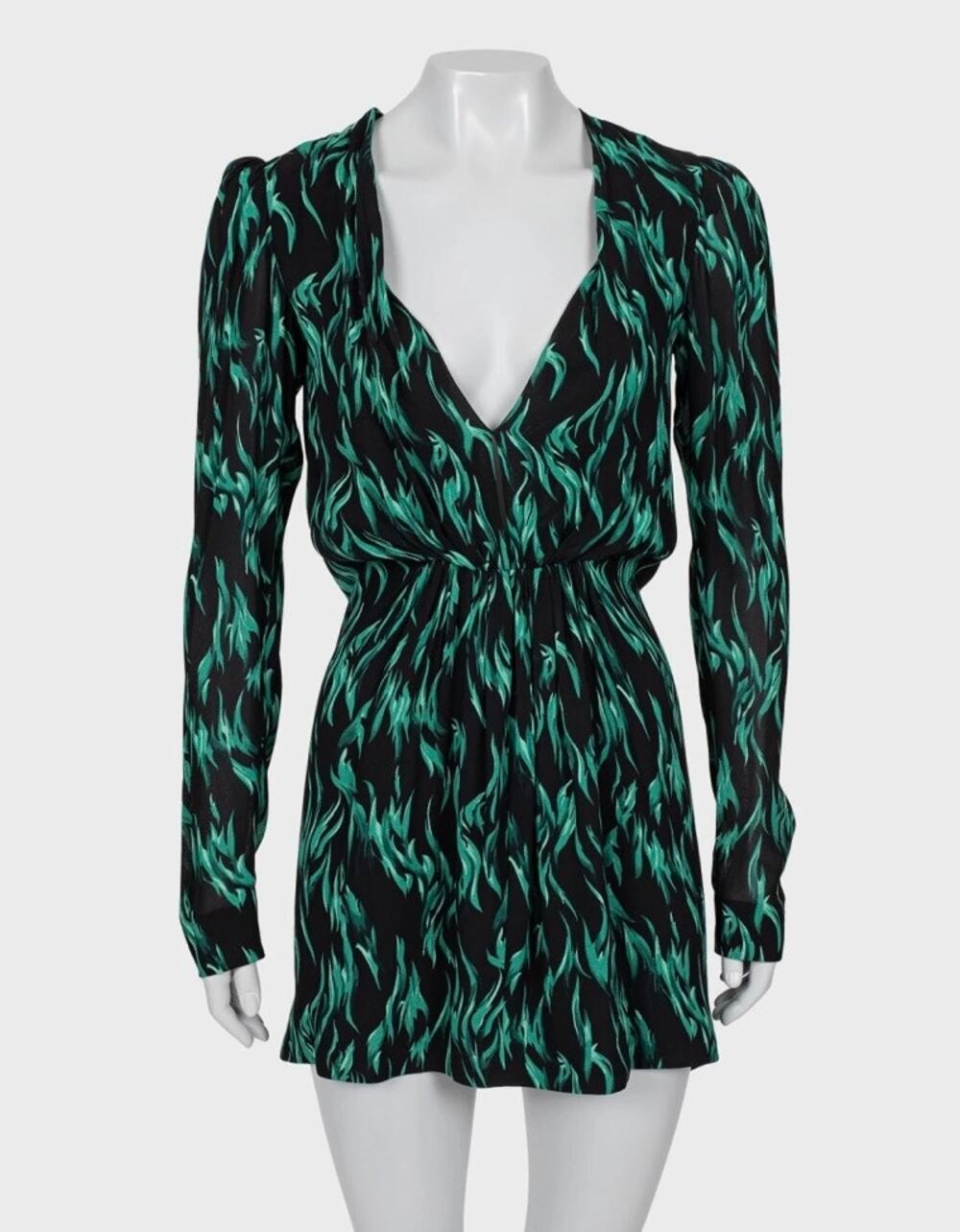 Saint Laurent Black V-Neck Fitted Dress Size S